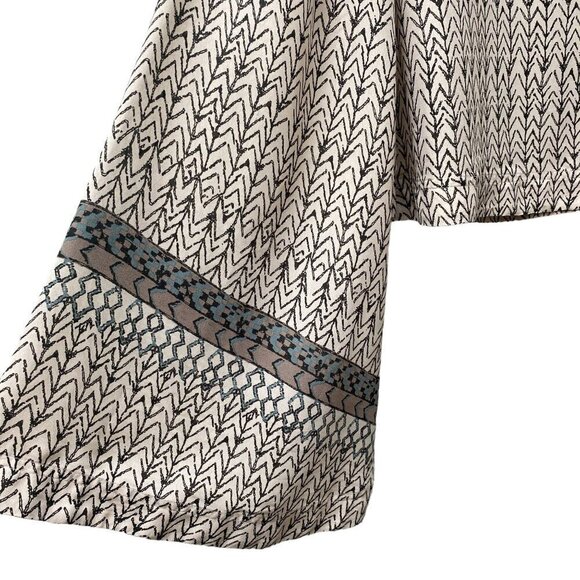 FREE PEOPLE Crop Blouse Size Small Boho Print Cream Stars Aligned Flowy Sleeves - Picture 7 of 15